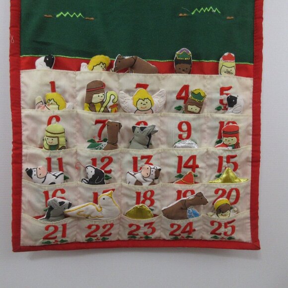 Pockets of Learning 27 Pc Peace on Earth Nativity Manger Advent Calendar 14"×29" - Picture 3 of 9